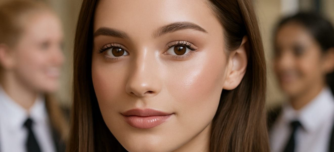 a teenage girl with flawless make up for school picture of a teenage girl with flawless make up for school