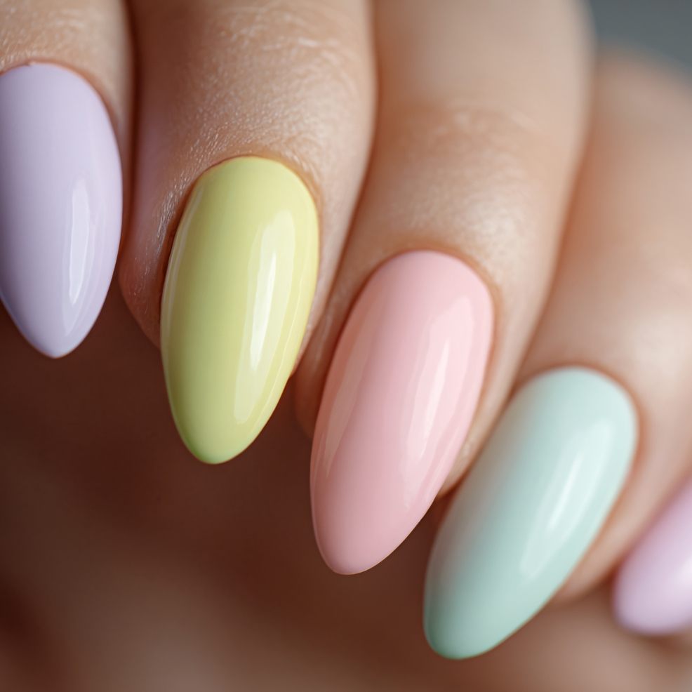 picture of multi coloured pastel nails