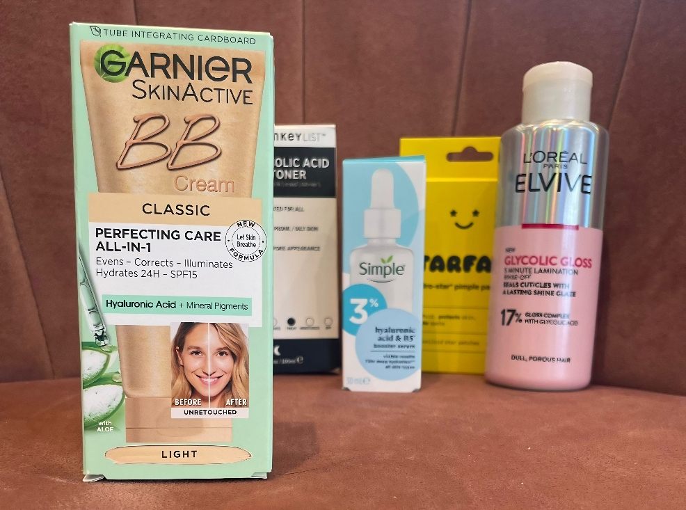 picture of a teen beauty haul including Garnier skin active BB cream