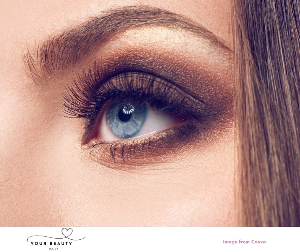picture of a close up of a womans eye which has a dark brown eyeshaddow look