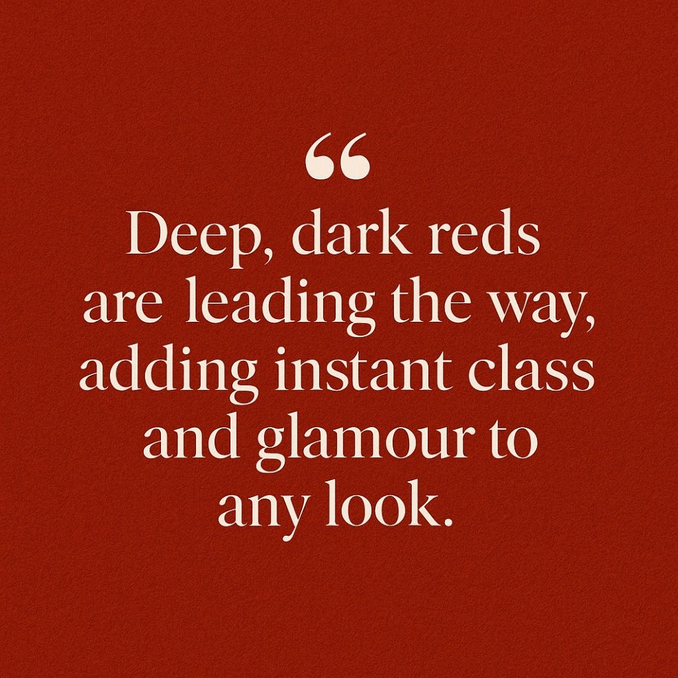 picture of text saying that deep dark reds are leading the way with nails