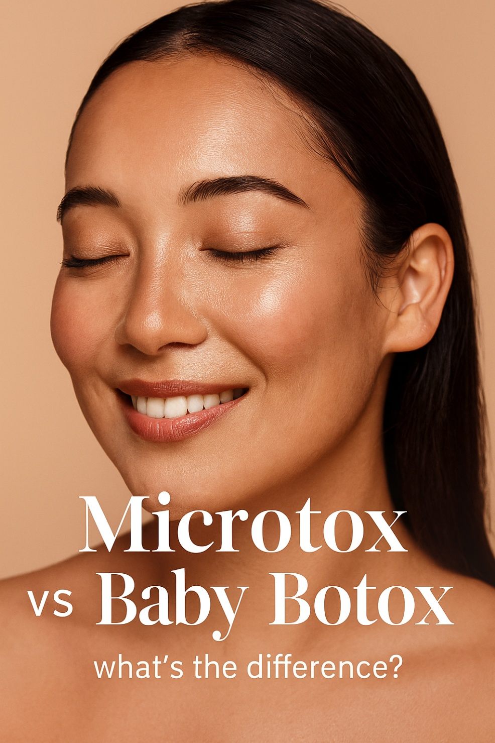 picture of a beautiful woman with glowing skin with the words microtox vs baby botox