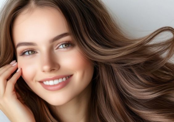 picture of a beautiful woman with long healthy brown hair